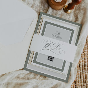 Wir tun Grün-Kalligrafie-Hochzeit von Weiß und W Einladungsbanderole