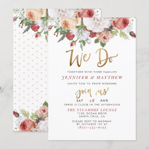 Wir tun  Handschrift und Rose Hochzeit Einladung