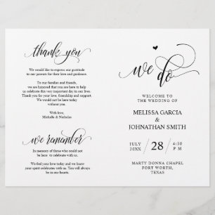 Wir tun, Schwarz, klappbares Hochzeitsprogramm