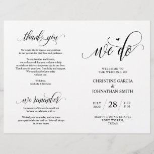 Wir tun, Schwarz, klappbares Hochzeitsprogramm