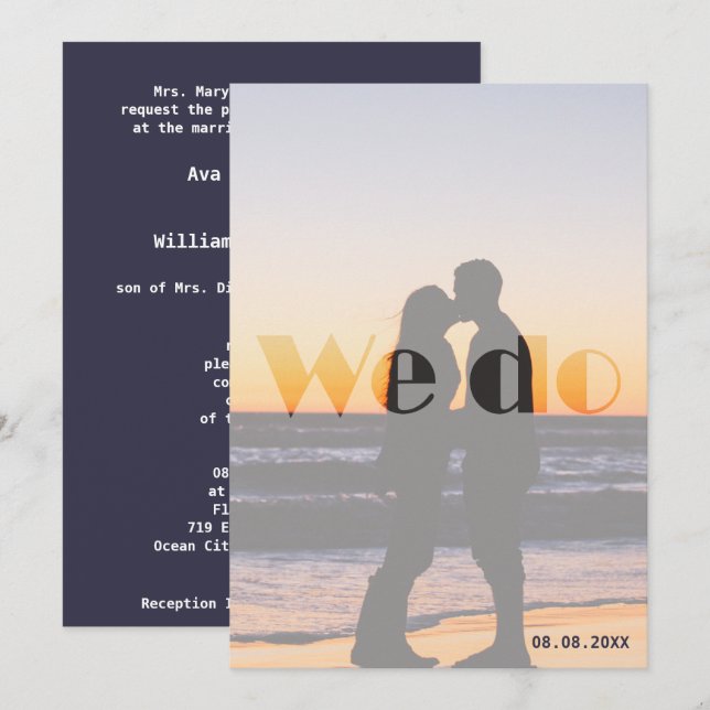 Wir tun - Sonnenuntergang Hochzeit Einladung (Vorne/Hinten)