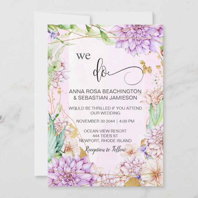 *~* WIR TUN UAWG AR15 QR Hochzeit mit Blumengeomet Einladung (Vorderseite)