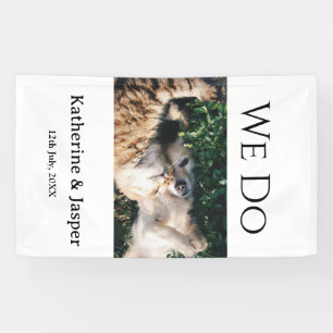 Wir tun Verlobung Haustier Name Foto Datum Paar Banner