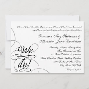 Wir tun, Wirble Schwarz-Weiß-Hochzeit Einladung