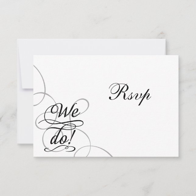 Wir tun, Wirble Schwarz-Weiß-Hochzeit RSVP-Karte Einladung (Vorderseite)