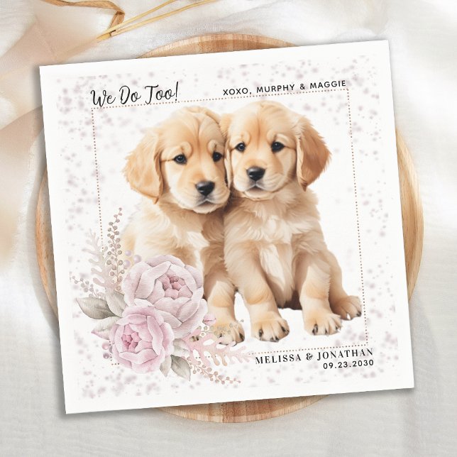 Wir tun zu Golden Retriever Pink Floral Hund Hochz Serviette (Von Creator hochgeladen)