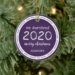 Wir überlebten 2020 Name Lila Keramik Ornament