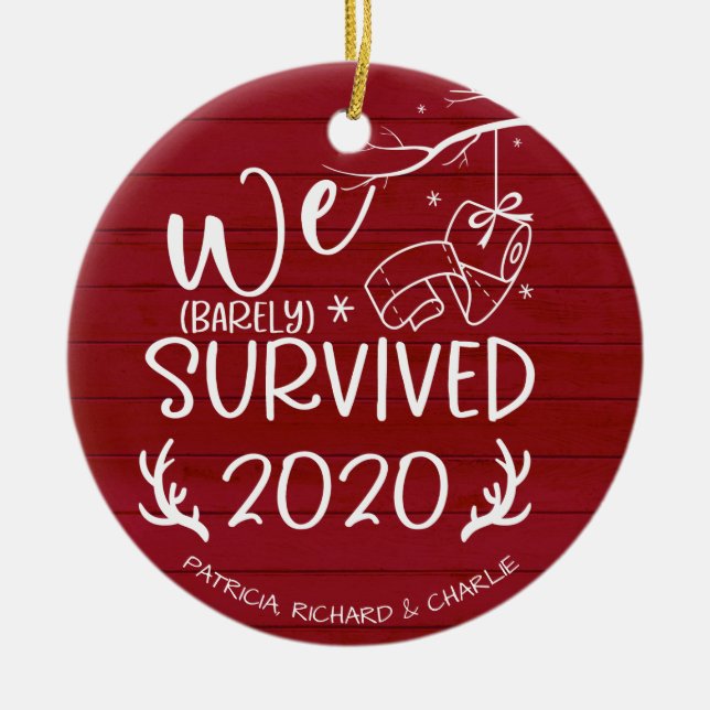Wir überlebten 2020 Niedlichen Funny Covid Weihnac Keramik Ornament (Vorne)
