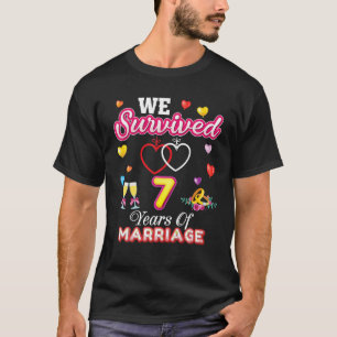 Wir überlebten 7 Jahre Ehe 7. Hochzeit T-Shirt