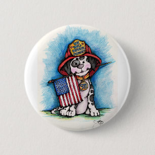 Wir vergessen nie 9/11 Feuerwehrmann-Dalmatiner Button