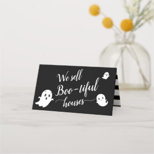 Wir verkaufen schöne Häuser Halloween Realtor Ma Platzkarte