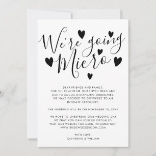 Wir verkleinern unsere Hochzeit auf ein kleines Mi Ankündigung