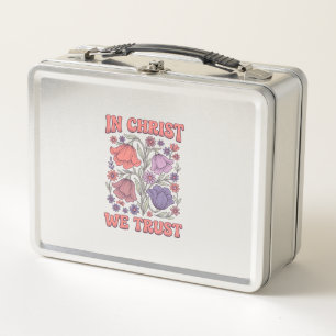 Wir vertrauen auf Christus Florales christliches V Metall Brotdose