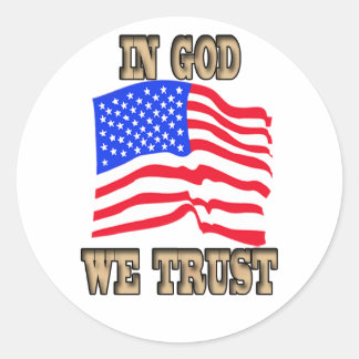Wir vertrauen auf die amerikanische Flagge Runder Aufkleber