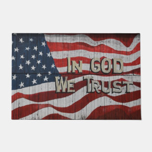 Wir vertrauen der amerikanischen Flagge der Rustic Fußmatte