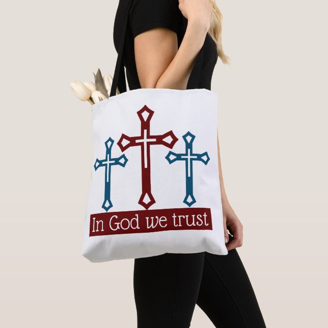 Wir vertrauen Gott, Crucifix Tasche (Von Nahem)