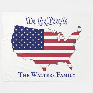 Wir von People USA Stars & Stripes Map Familiennam Fleecedecke