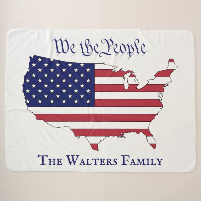 Wir von People USA Stars & Stripes Map Familiennam Sherpadecke (Vorderseite (Horizontal))