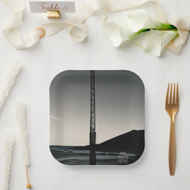 Wir waren hier Teller aus viereckigem Papier (Hochzeit)