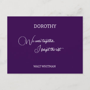 Wir waren zusammen Walt Whitman personalisiert Postkarte