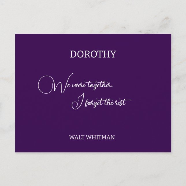 Wir waren zusammen Walt Whitman personalisiert Postkarte (Vorderseite)