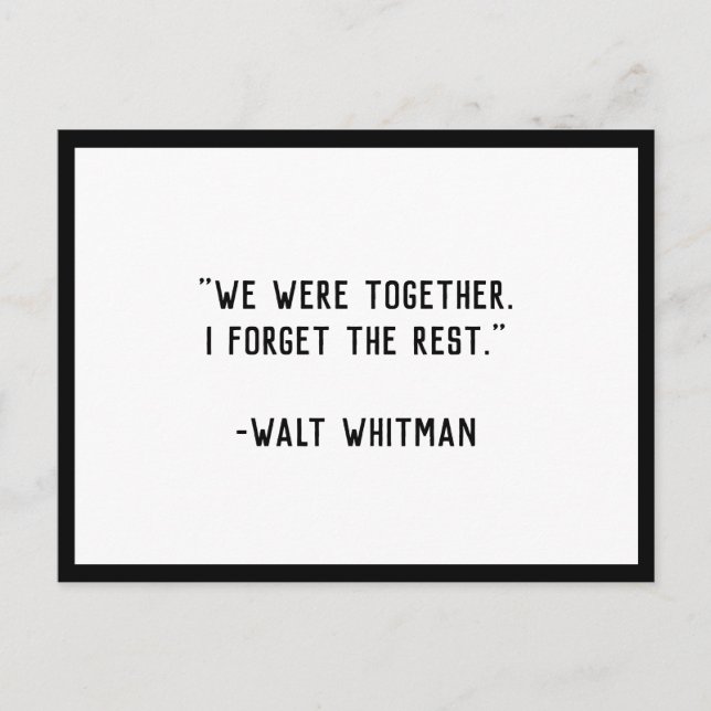 Wir waren zusammen Whitman Zitat Postkarte (Vorderseite)