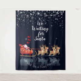 Wir Wartete für Santa Ho! Ho! Ho! Winterurlaub Wandteppich