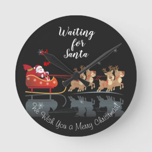 Wir warteten Sankt Ho! Ho! Ho! Winterurlaub Runde Wanduhr