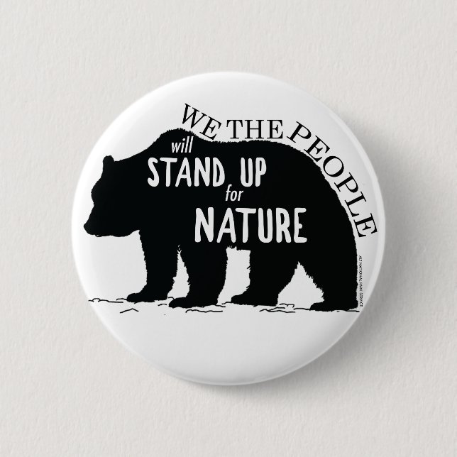 Wir, welche die Leute oben für Natur - Bär stehen Button (Vorderseite)