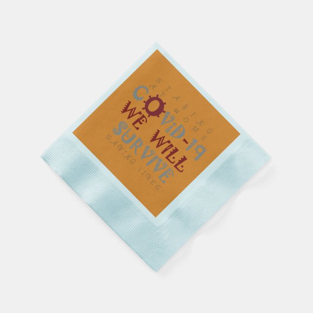 Wir werden COVID-19 überleben - Stärke und Widerst Serviette (Ecke)