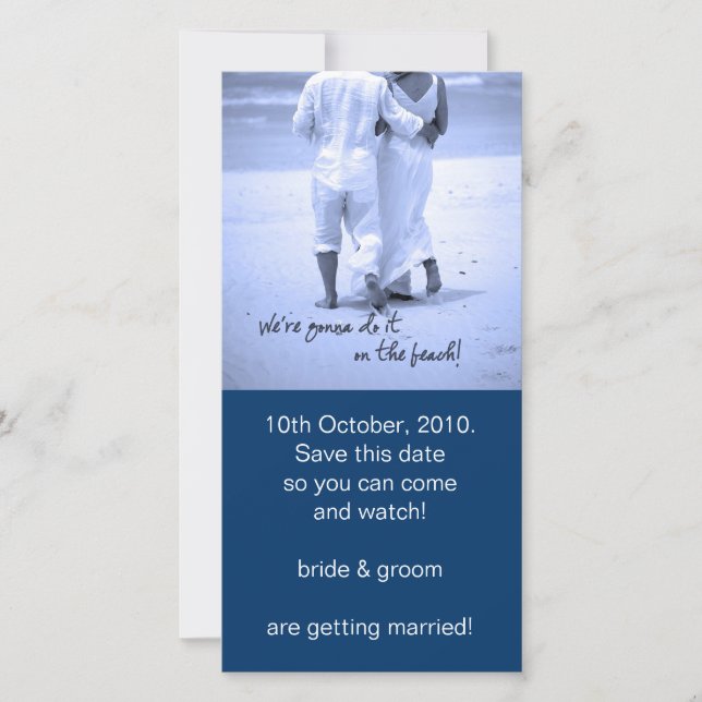 Wir werden es am Strand machen! Save The Date (Vorderseite)