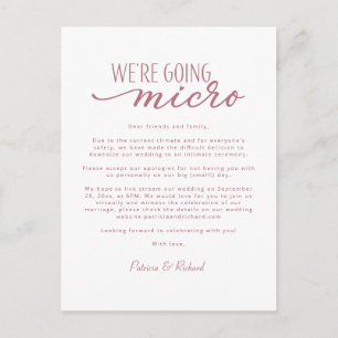 Wir werden Mikro-Hochzeitsankündigung verkleinern Postkarte