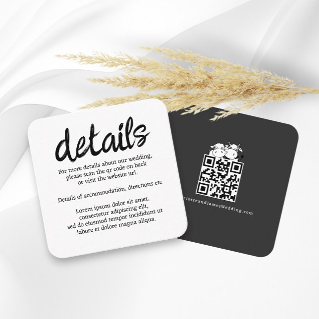 Wir werden sagen, ich moo Kuh Hochzeit QR-Code Begleitkarte (We Will Say I Moo Cow Wedding QR Code Enclosure Cards from Ricaso. Ideal for directions and venue)