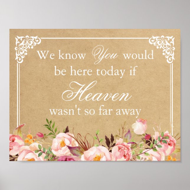 Wir wissen, dass du hier sein würdest | Floral Wed Poster (Vorne)