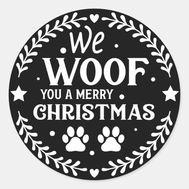 Wir woof you a fröhliche Christmas Runder Aufkleber (Vorderseite)