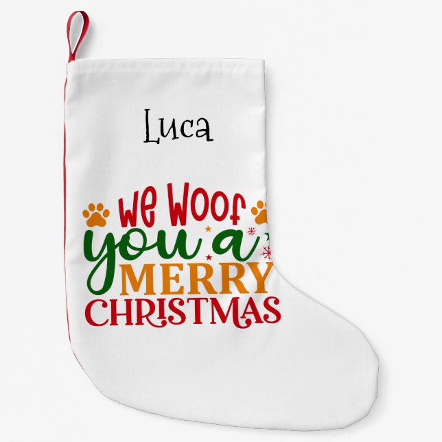 Wir wuchten dir ein frohes Weihnachtsfest mit Hund Kleiner Weihnachtsstrumpf (Vorderseite)