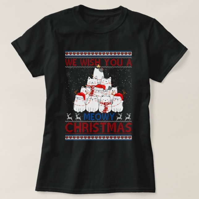 Wir wünschen dir ein gemütliches Weihnachtskätzche T-Shirt (Design vorne)
