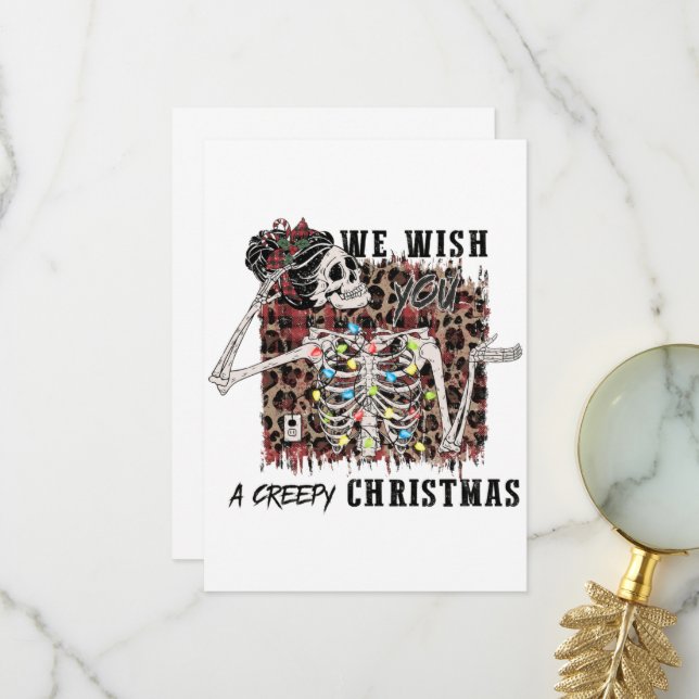 Wir wünschen dir ein gruseliges Weihnachtslied Dankeskarte (Vorderseite/Rückseite Beispiel)