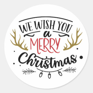 Wir wünschen euch ein frohes Weihnachtsfest Runder Aufkleber