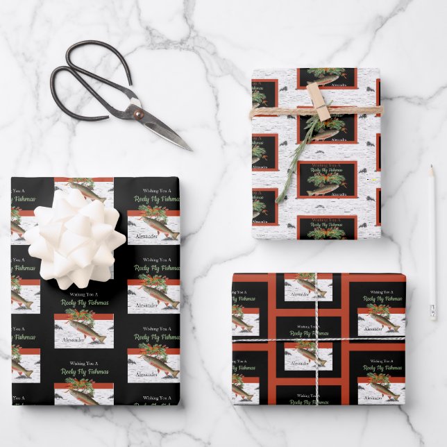 Wir wünschen Euch ein wirklich fliegendes Fischfil Geschenkpapier Set (Vorderseite)