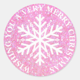 Wir wünschen Ihnen ein froh rosa Weihnachtsaufkleb Runder Aufkleber