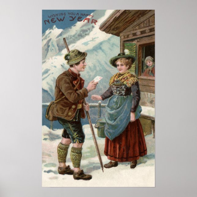 Wir wünschen Ihnen ein frohes neues Jahr in der Be Poster (Vorne)