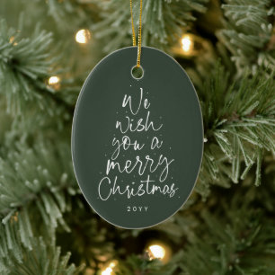 Wir wünschen Ihnen ein frohes Weihnachts-Grün-Foto Keramik Ornament