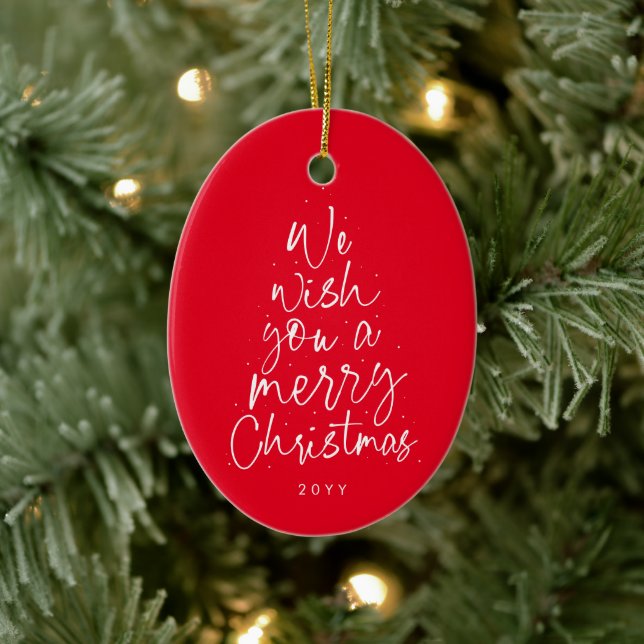 Wir wünschen Ihnen ein frohes Weihnachts-Rotes Fot Keramik Ornament (Baum)