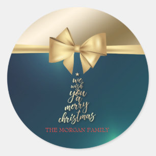 Wir wünschen Ihnen ein frohes Weihnachtsfest Gold Runder Aufkleber