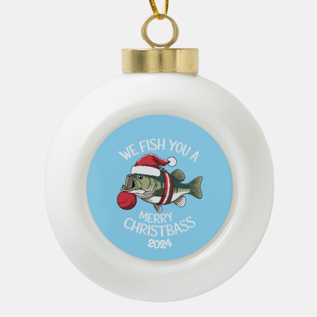 Wir wünschen Ihnen ein frohes Weihnachtsfest Keramik Kugel-Ornament (Vorderseite)