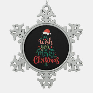 Wir wünschen Ihnen ein frohes Weihnachtsfest Xmas Schneeflocken Zinn-Ornament