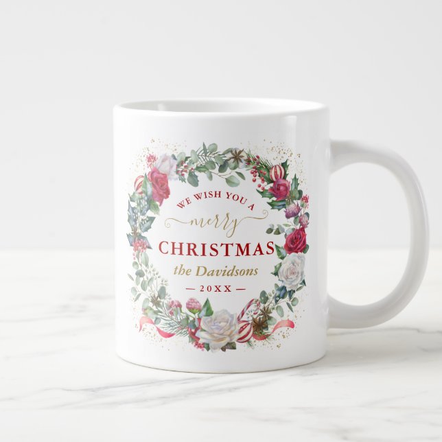 Wir wünschen Ihnen ein frohes WeihnachtskrautMonog Jumbo-Tasse (Rechts)