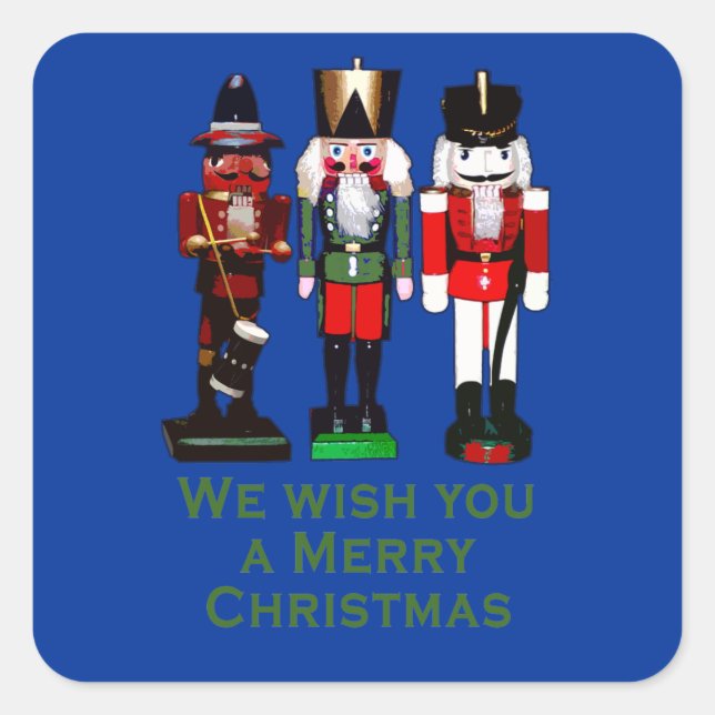 Wir wünschen Ihnen ein frohes Weihnachtslied Quadratischer Aufkleber (Vorderseite)