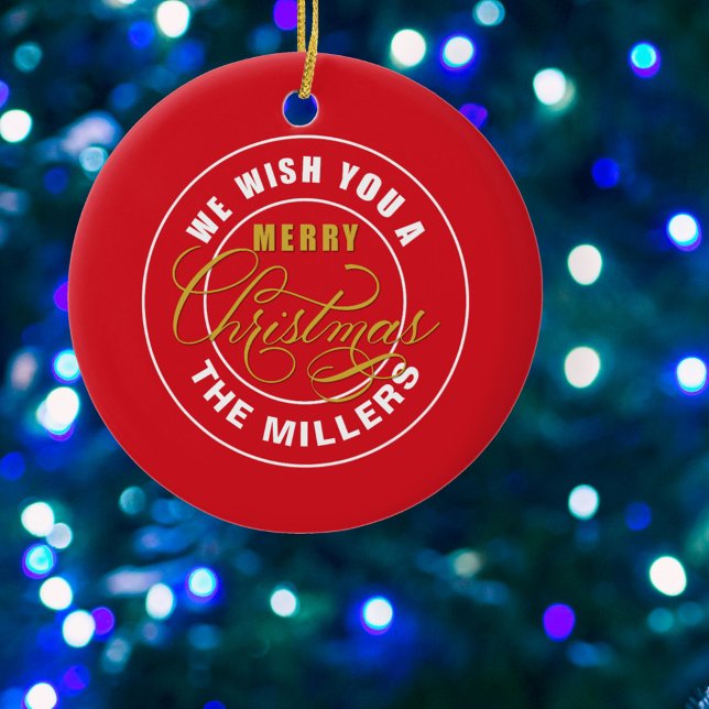 Wir wünschen Ihnen ein frohes Weihnachtsrot Keramik Ornament (Von Creator hochgeladen)